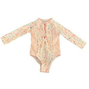 Jessica Simpson Baby Girls‎ Floral Striped Long Sleeve Swimsuit Rash Guard 12M